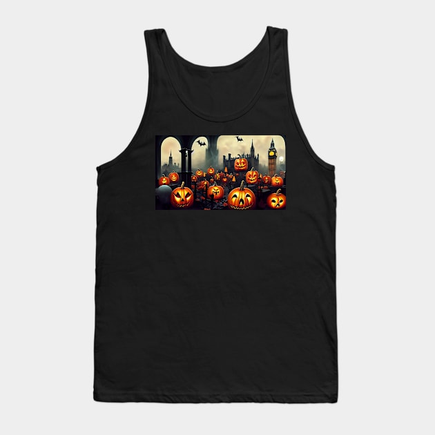 A Group of Pumpkins in a Field at Sunset Tank Top by Tee Trendz